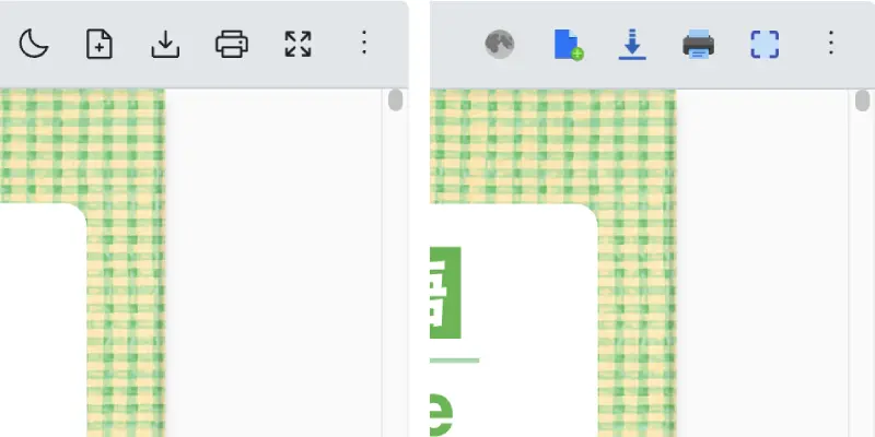Example of each top bar icon replaced