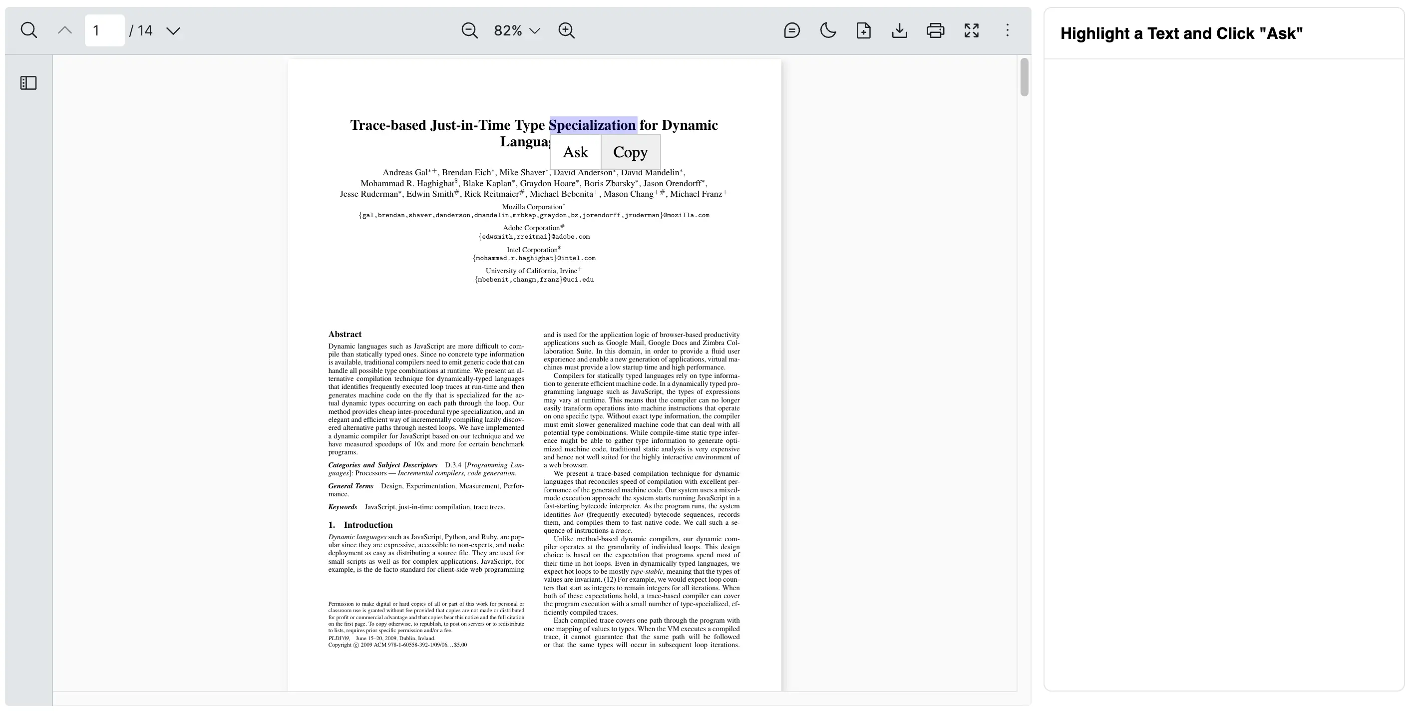 Tutorial for Selecting and Outputting Text Selected - Display a Popover Menu